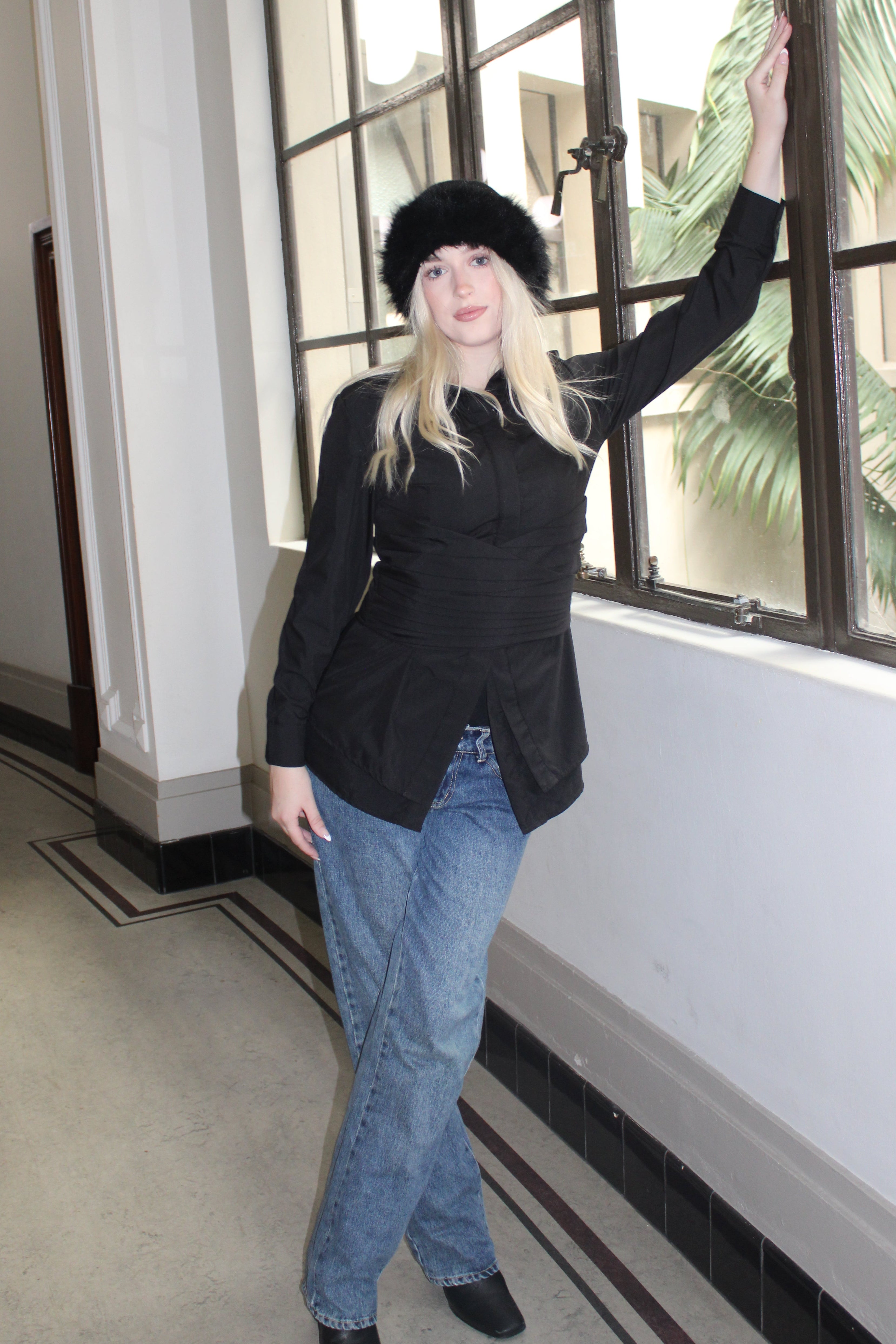 Noir Corset Wrap Blouse