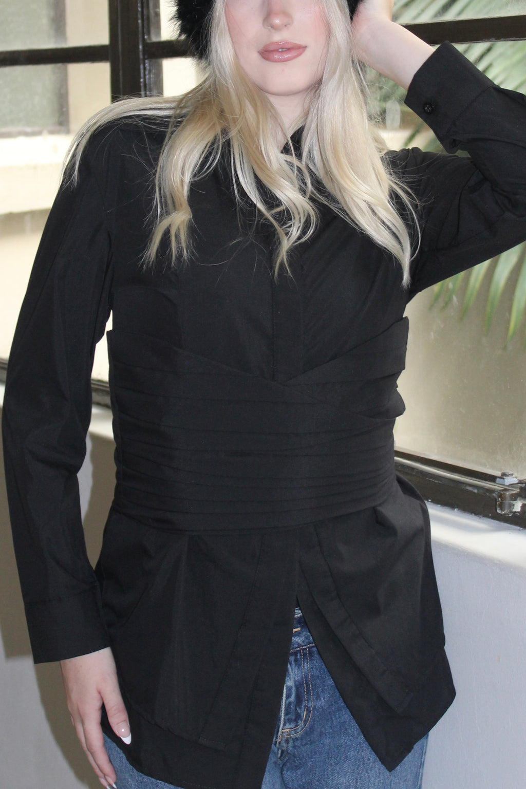 Noir Corset Wrap Blouse
