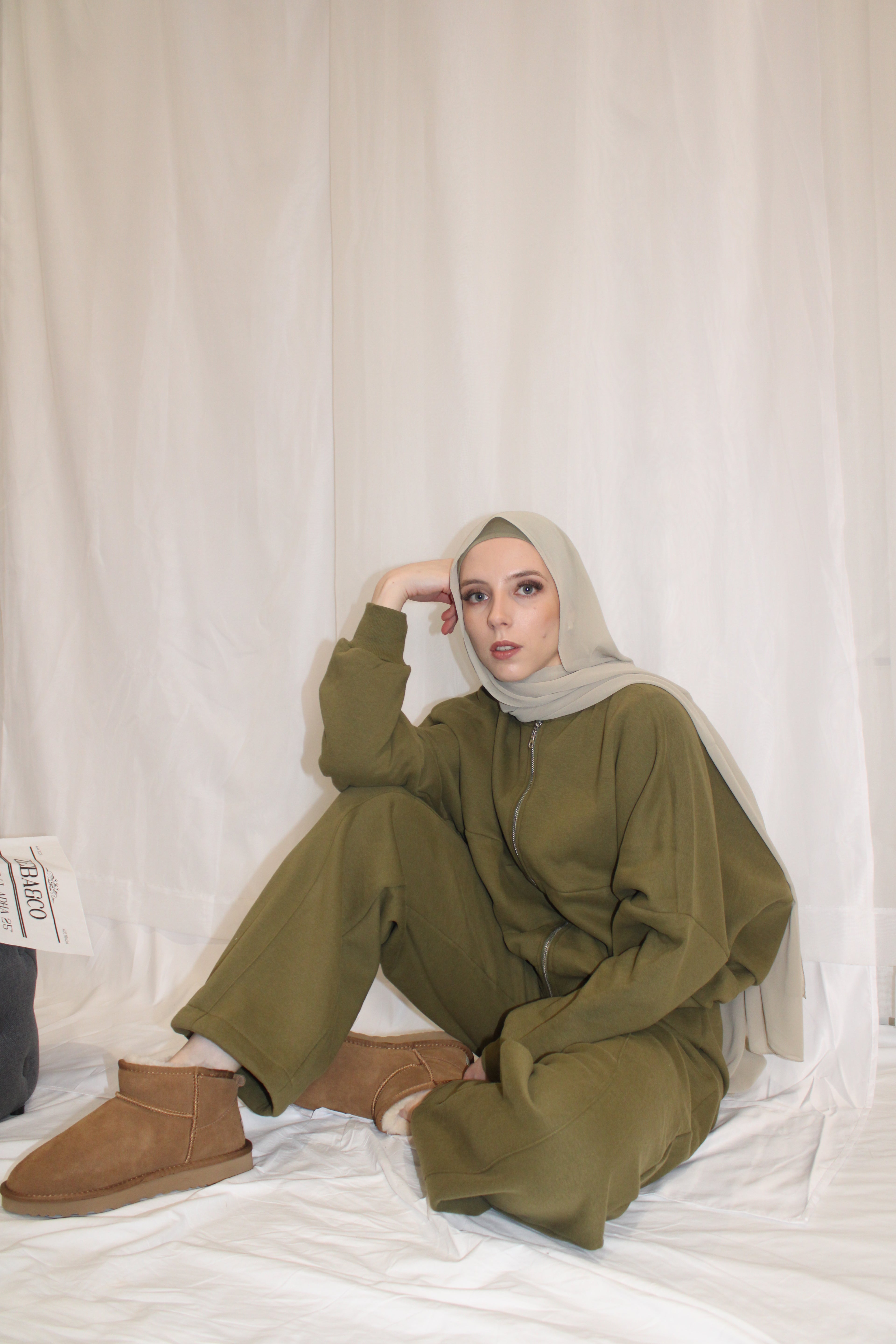 Fleece Lined Cotton Set (olive)
