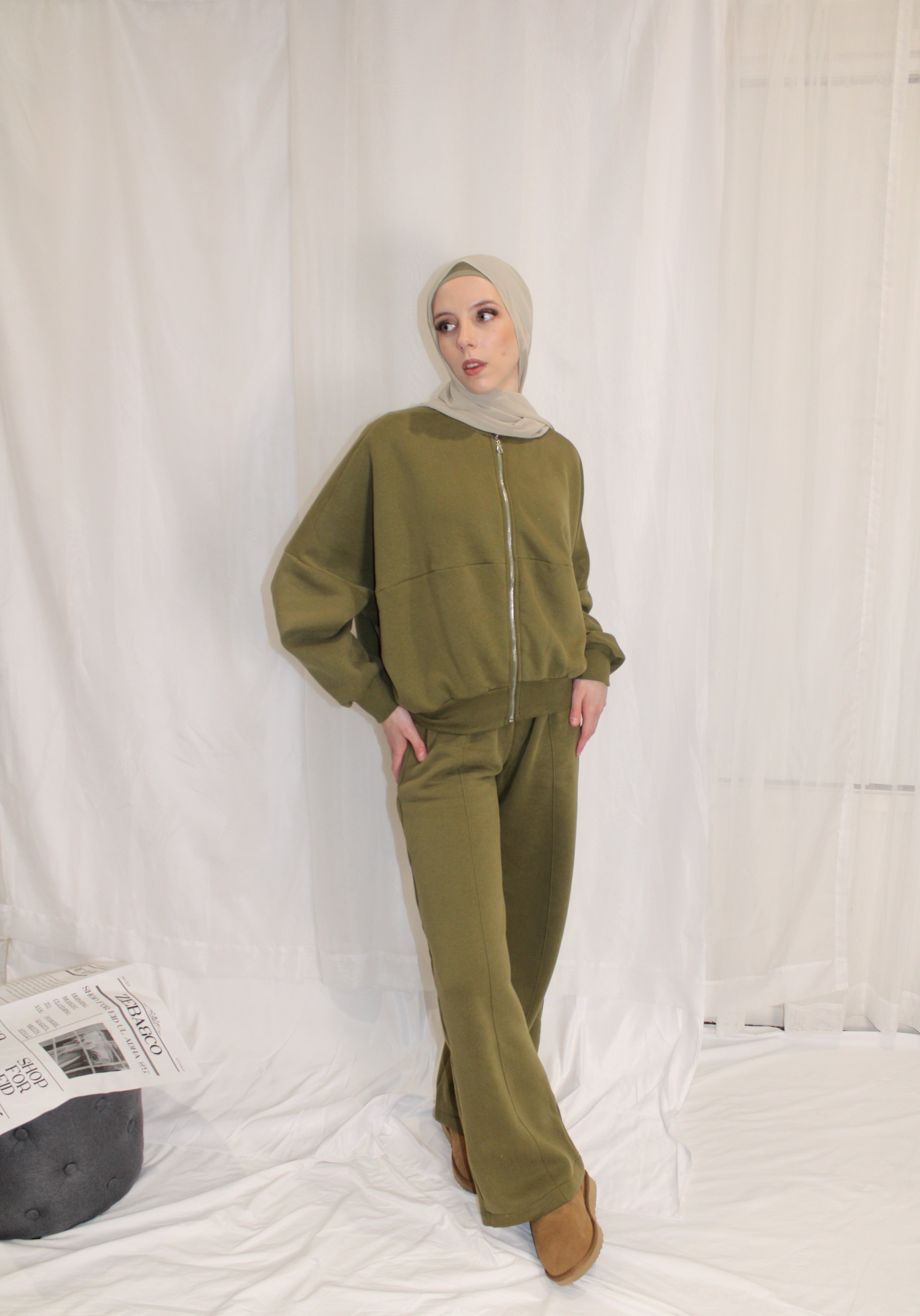 Fleece Lined Cotton Set (olive)