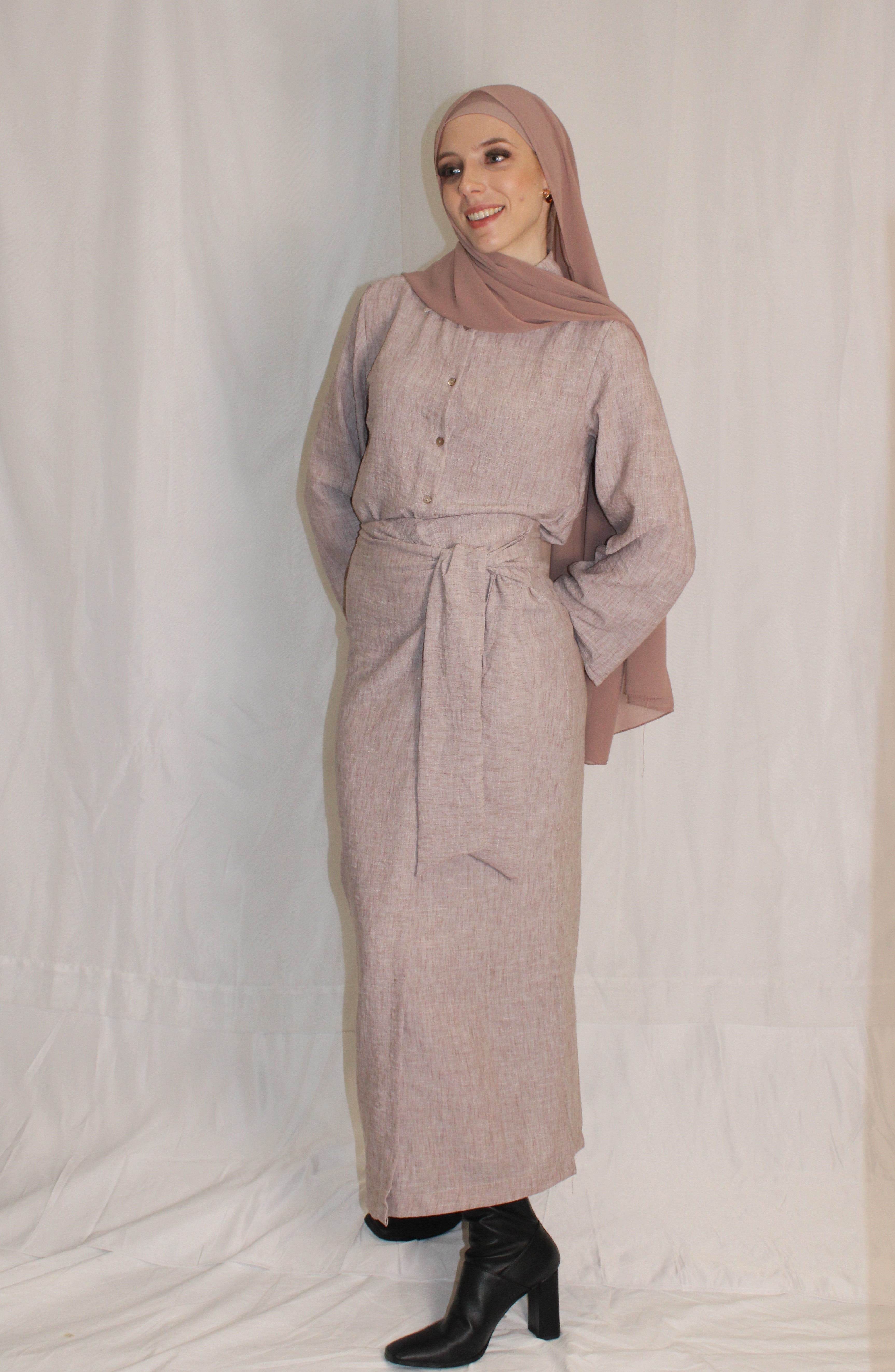 Linen Skirt & Button Up Top Set