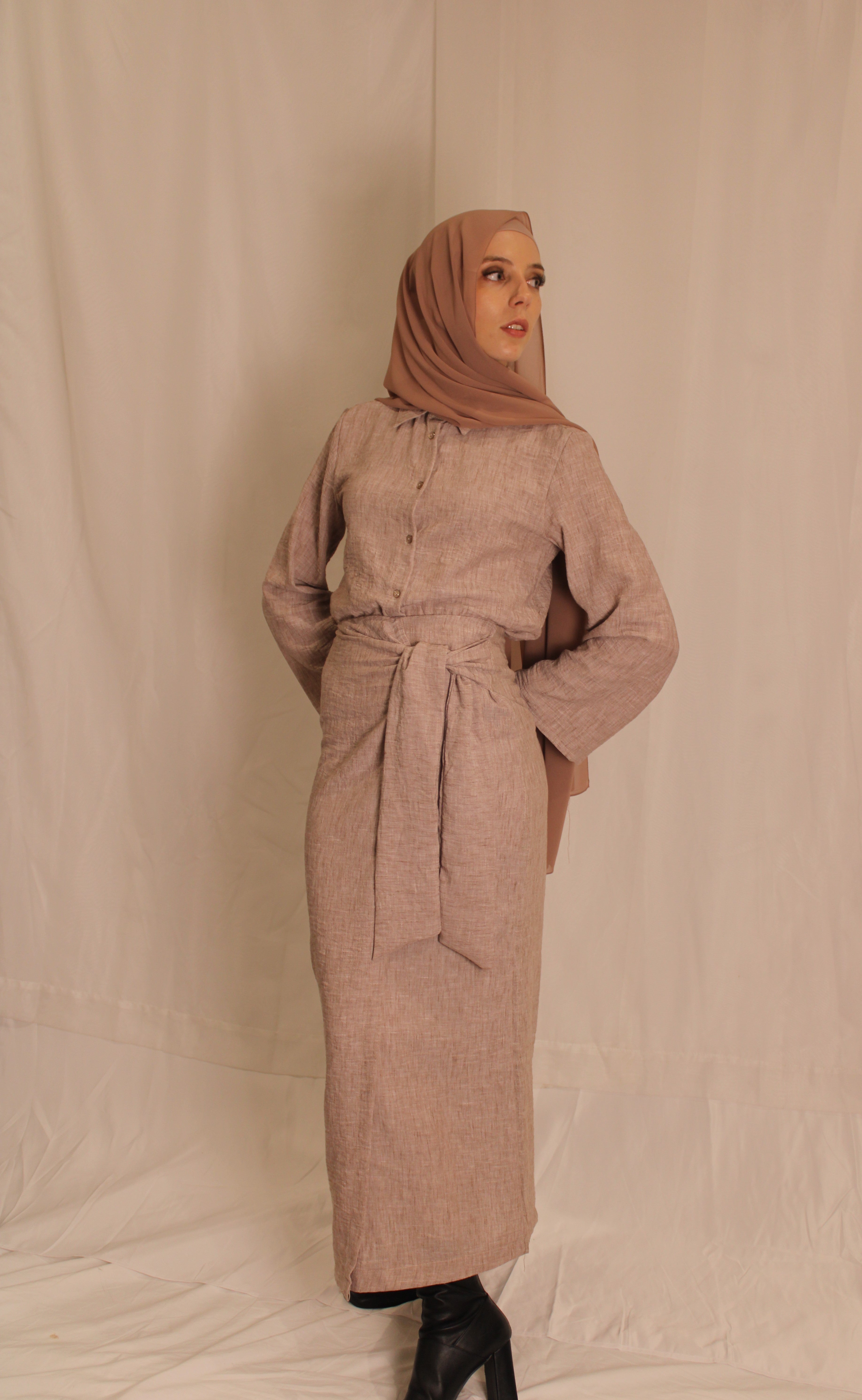 Linen Skirt & Button Up Top Set