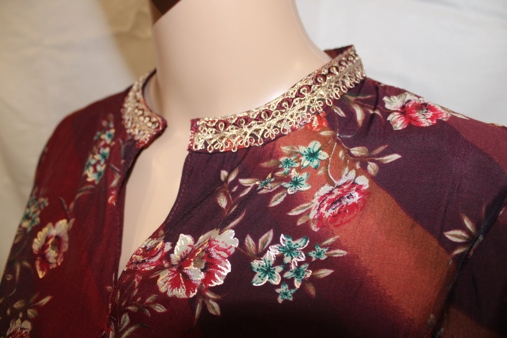 Burgundy Floral Cotton Set
