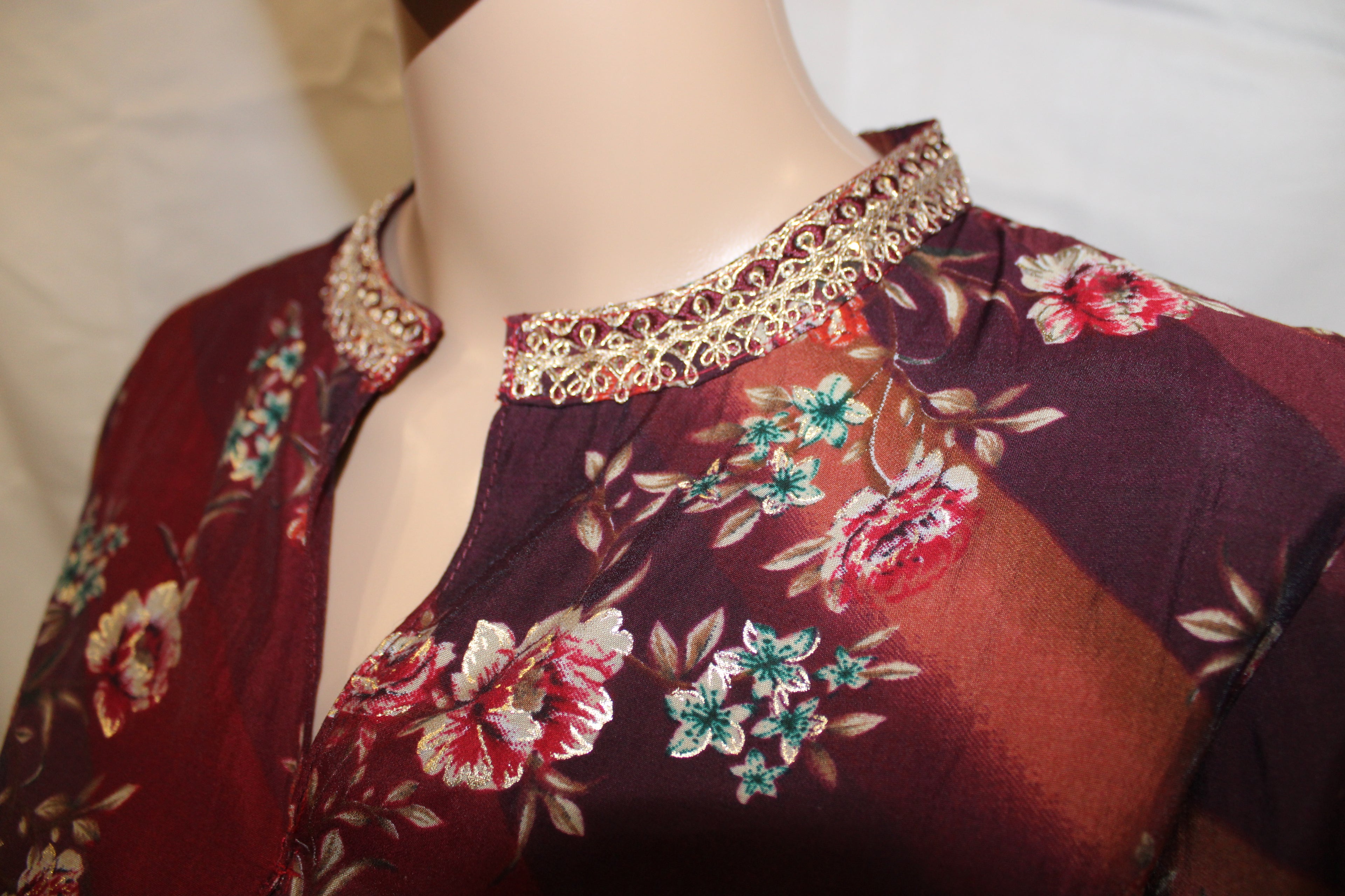 Burgundy Floral Cotton Set