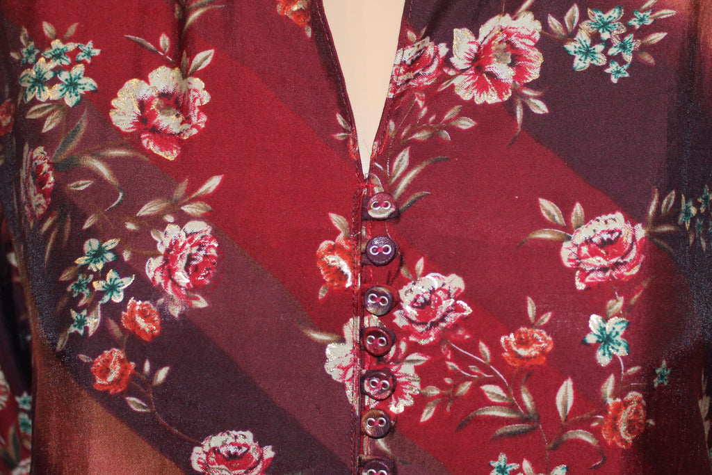 Burgundy Floral Cotton Set