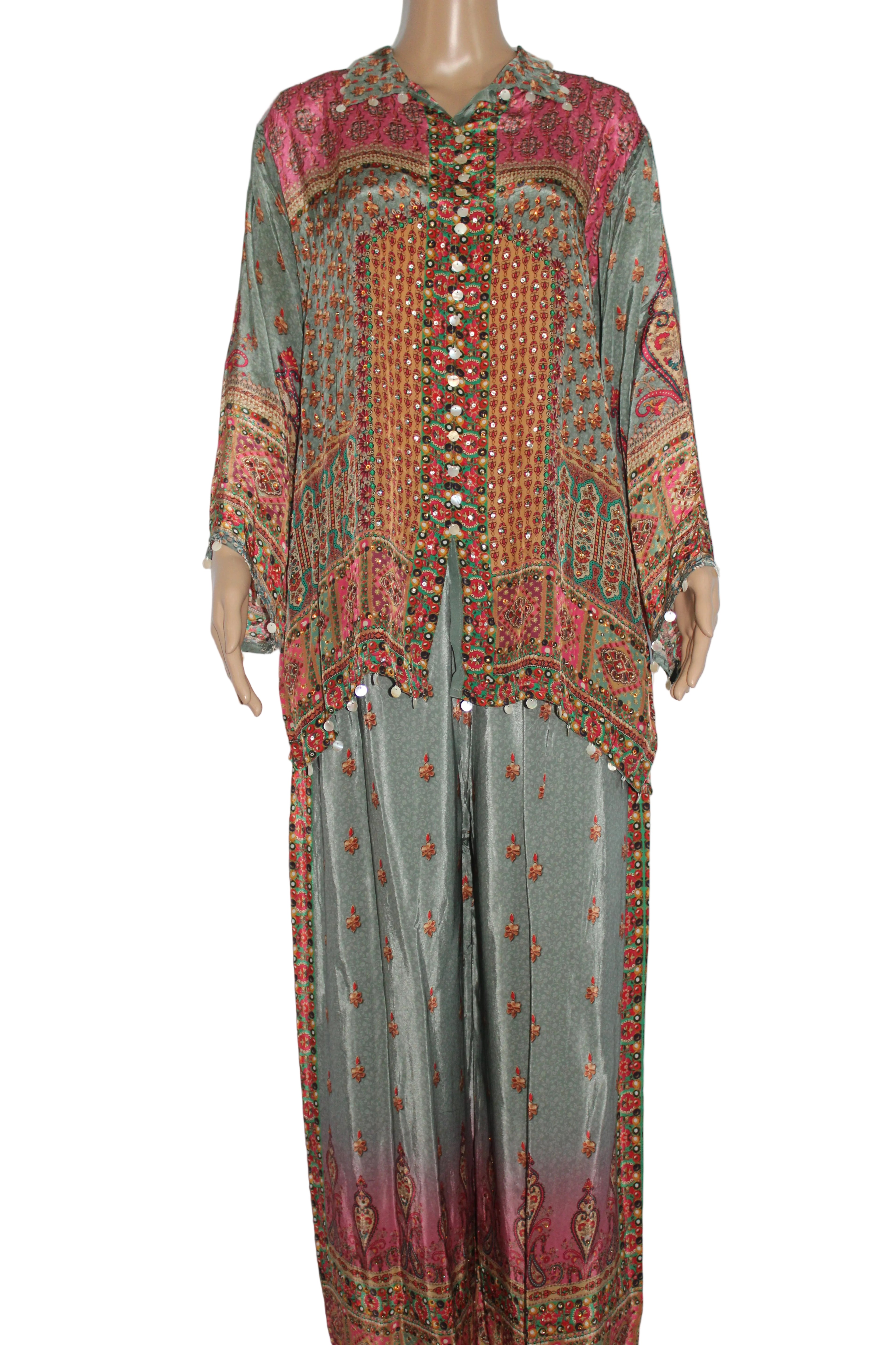 Sage Mosaic Embellished Co-Ord Set